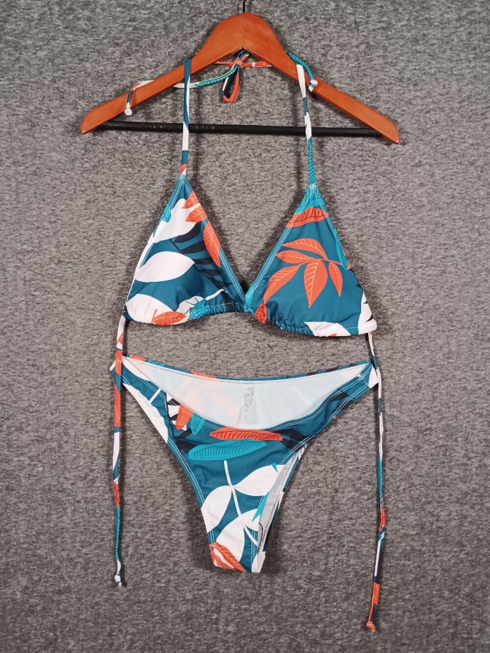 Shein New Women's Size XL Two-Piece Bathing Suit With Cover-up Blue and Orange
